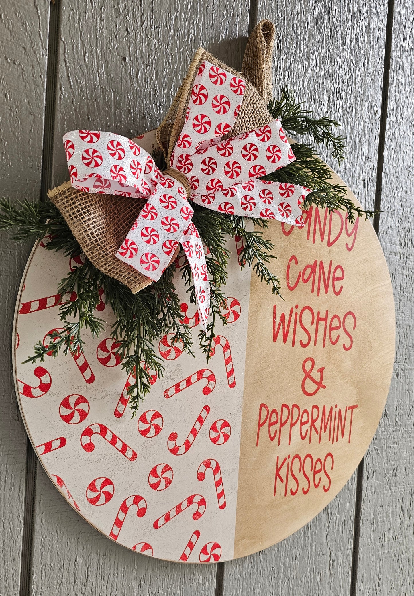 Candy Cane Wishes & Peppermint Kisses Door Hanger