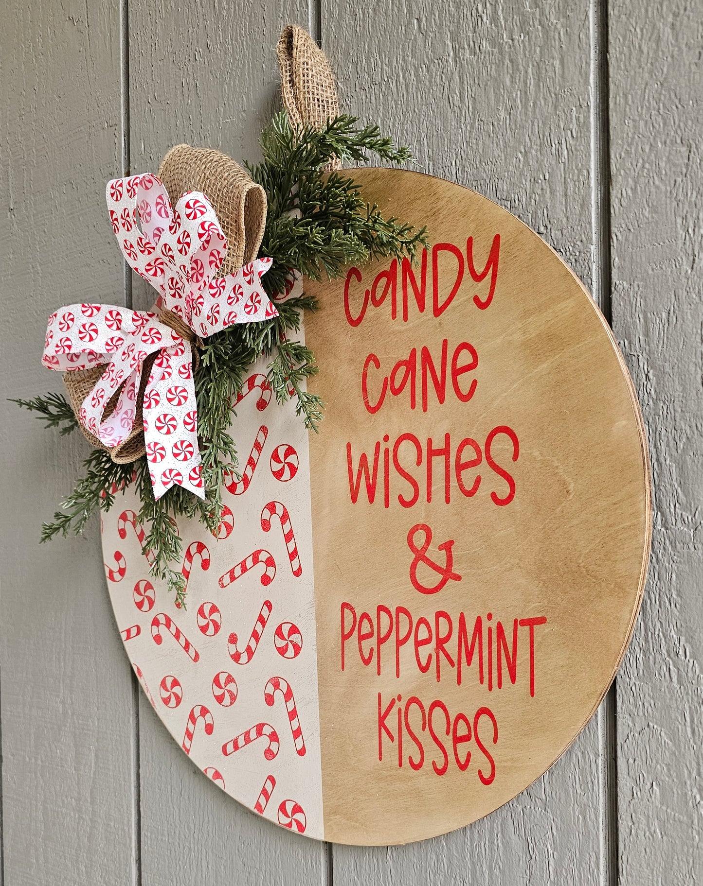 Candy Cane Wishes & Peppermint Kisses Door Hanger