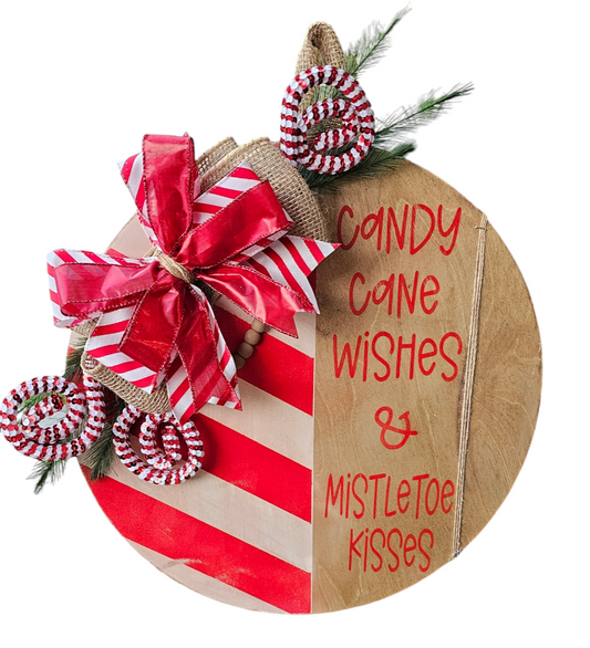 Candy Cane Wishes & Mistletoe Kisses Door Hanger