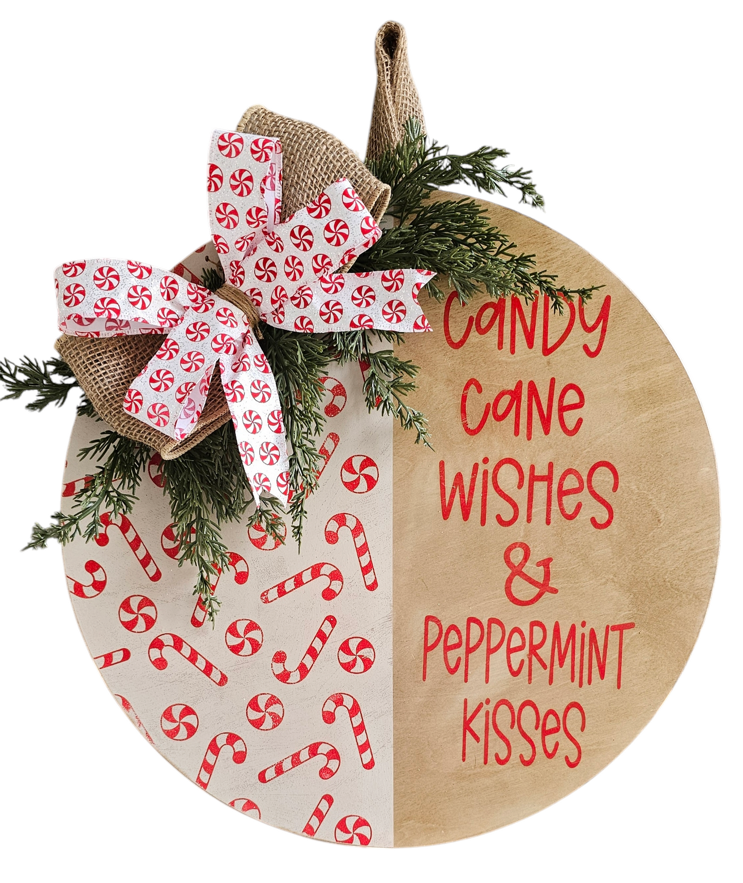 Candy Cane Wishes & Peppermint Kisses Door Hanger